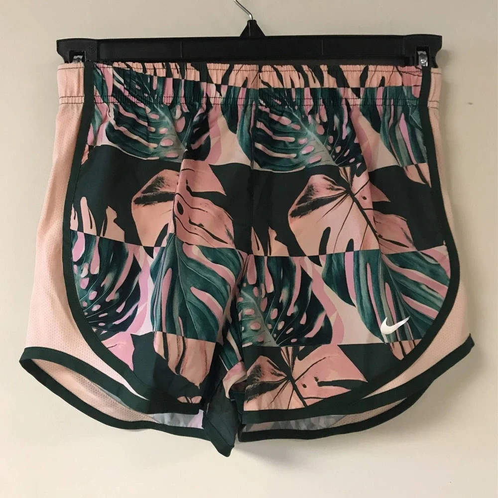 Nike Women's XS Dri-FIT Tempo Running Shorts, Pink Green White - Picture 3 of 5
